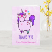 Cute Unicorn in Heart Shaped Glasses Hartelijk dan Kaart (Gele Bloem)
