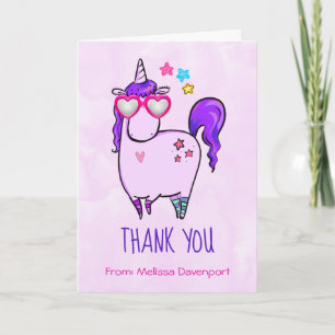 Cute Unicorn in Heart Shaped Glasses Hartelijk dan Kaart