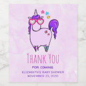Cute Unicorn in Heart Shaped Glasses Hartelijk dan Wijn Etiket (Enkel label)