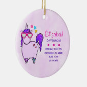 Cute Unicorn in Heart Shaped Glasses Keramisch Ornament (Rechts)