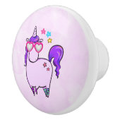 Cute Unicorn in Heart Shaped Glasses Keramische Knop (Rechts)