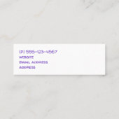 Cute Unicorn in Heart Shaped Glasses Mini Visitekaartje (Achterkant)