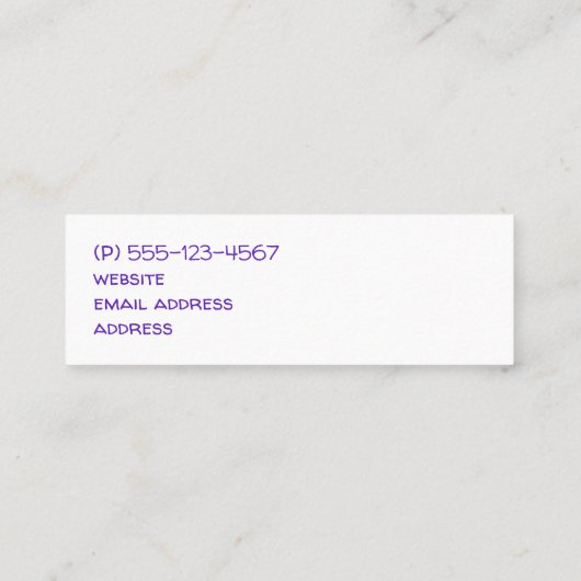 Cute Unicorn in Heart Shaped Glasses Mini Visitekaartje (Achterkant)