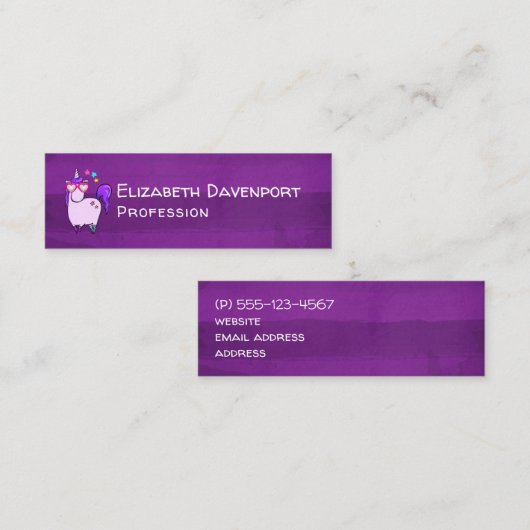 Cute Unicorn in Heart Shaped Glasses Mini Visitekaartje (Voorkant / Achterkant)