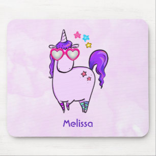 Cute Unicorn in Heart Shaped Glasses Muismat