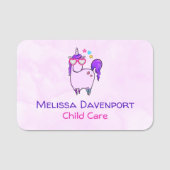 Cute Unicorn in Heart Shaped Glasses Naamplaatje (Voorkant)