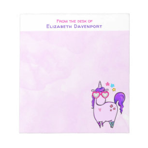 Cute Unicorn in Heart Shaped Glasses Notitieblok