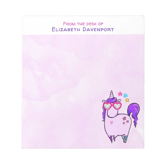 Cute Unicorn in Heart Shaped Glasses Notitieblok (Voorkant)