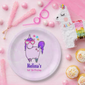 Cute Unicorn in Heart Shaped Glasses Papieren Bordje (Feest)