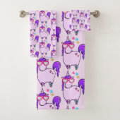 Cute Unicorn in Heart Shaped Glasses Pattern Bad Handdoek (Insitu)