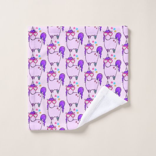 Cute Unicorn in Heart Shaped Glasses Pattern Bad Handdoek (Wasdoekje)