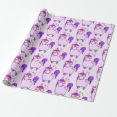 Cute Unicorn in Heart Shaped Glasses Pattern Cadeaupapier (Uitgerold)