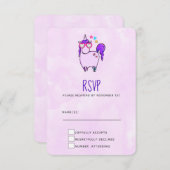 Cute Unicorn in Heart Shaped Glasses RSVP Kaartje (Voorkant / Achterkant)