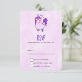 Cute Unicorn in Heart Shaped Glasses RSVP Kaartje (Staand voorkant)