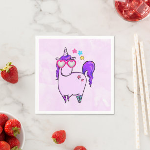 Cute Unicorn in Heart Shaped Glasses Servet
