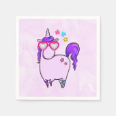 Cute Unicorn in Heart Shaped Glasses Servet (Voorkant)