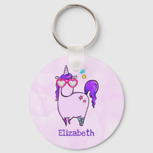 Cute Unicorn in Heart Shaped Glasses Sleutelhanger