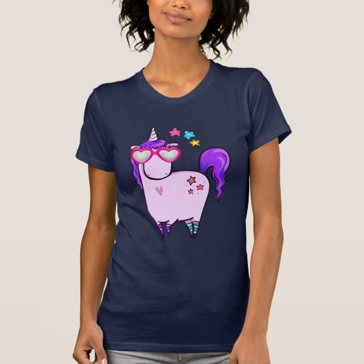 Cute Unicorn in Heart Shaped Glasses T-shirt (Voorkant)