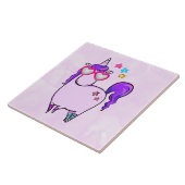 Cute Unicorn in Heart Shaped Glasses Tegeltje (Zijkant)