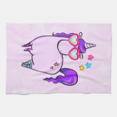 Cute Unicorn in Heart Shaped Glasses Theedoek (Horizontaal)