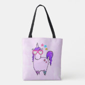 Cute Unicorn in Heart Shaped Glasses Tote Bag (Achterkant)