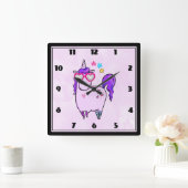 Cute Unicorn in Heart Shaped Glasses Vierkante Klok (Huis)