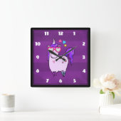 Cute Unicorn in Heart Shaped Glasses Vierkante Klok (Huis)