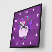 Cute Unicorn in Heart Shaped Glasses Vierkante Klok (Hoek)