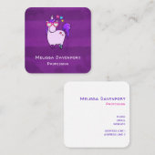 Cute Unicorn in Heart Shaped Glasses Vierkante Visitekaartje (Voorkant / Achterkant)