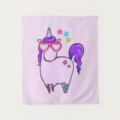 Cute Unicorn in Heart Shaped Glasses Wandkleed (Voorkant)