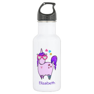 Cute Unicorn in Heart Shaped Glasses Waterfles