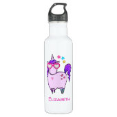 Cute Unicorn in Heart Shaped Glasses Waterfles (Voorkant)