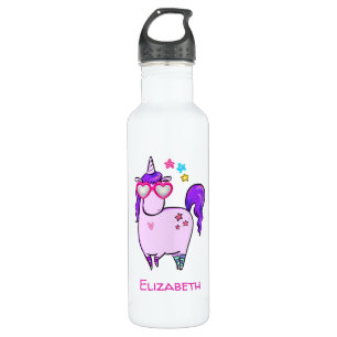 Cute Unicorn in Heart Shaped Glasses Waterfles