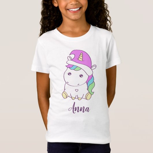 Cute Unicorn in Kerstmis Pet Persoonlijke naam T-shirt (Voorkant)
