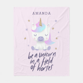 Cute Unicorn Inspirerend Quote | Naam toevoegen Fleece Deken