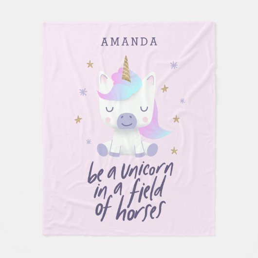 Cute Unicorn Inspirerend Quote | Naam toevoegen Fleece Deken (Voorkant)
