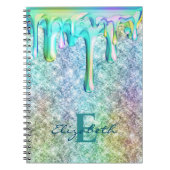 Cute Unicorn Iridescente glittersprenkels Nep-glit Notitieboek (Voorkant)