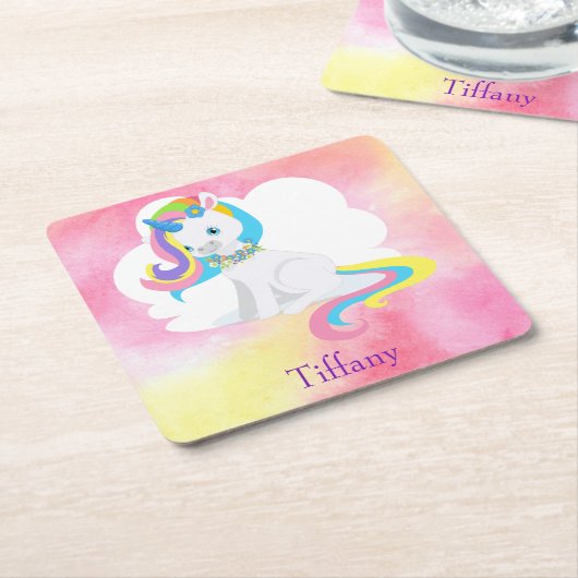 Cute Unicorn Kartonnen Onderzetters (Schuin)