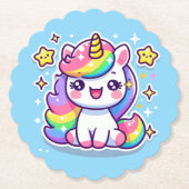 Cute Unicorn Kartonnen Onderzetters (Voorkant)