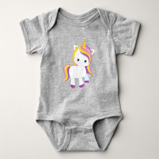 Cute Unicorn, Kawaii Unicorn, Little Unicorn Romper (Voorkant)