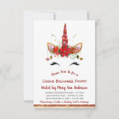 Cute Unicorn Kerst Koekjes Uitwisselingsfeestje Kaart (Voorkant)