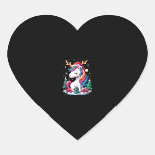 Cute Unicorn Kerst Meisjes Kinderen Kerstman Hoed Hart Sticker