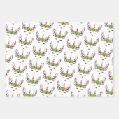 Cute Unicorn Kerstpatters Red White Green Inpakpapier Vel (Voorkant)