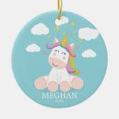 Cute Unicorn kerstversiering Keramisch Ornament (Voorkant)