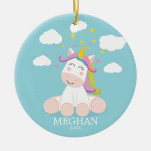 Cute Unicorn kerstversiering Keramisch Ornament