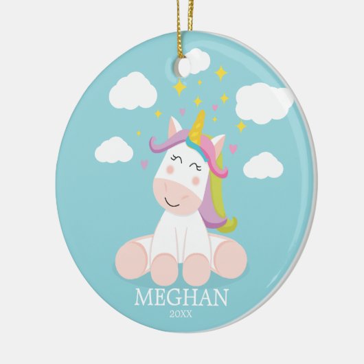 Cute Unicorn kerstversiering Keramisch Ornament (Links)