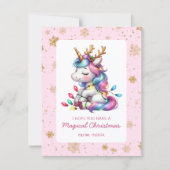 Cute Unicorn Kids Christmas Feestdagenkaart (Voorkant)