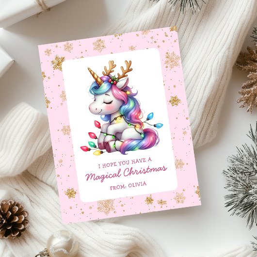 Cute Unicorn Kids Christmas Feestdagenkaart