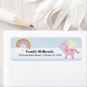 Cute Unicorn * Kies uw achtergrondkleur Etiket (Insitu)