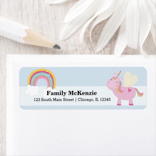 Cute Unicorn * Kies uw achtergrondkleur Etiket (Insitu)